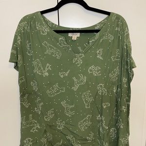 Style & Co green constellation blouse